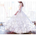 Elegant Trendy Soft Pure white Floral Princess Wedding Dress with Top Quality